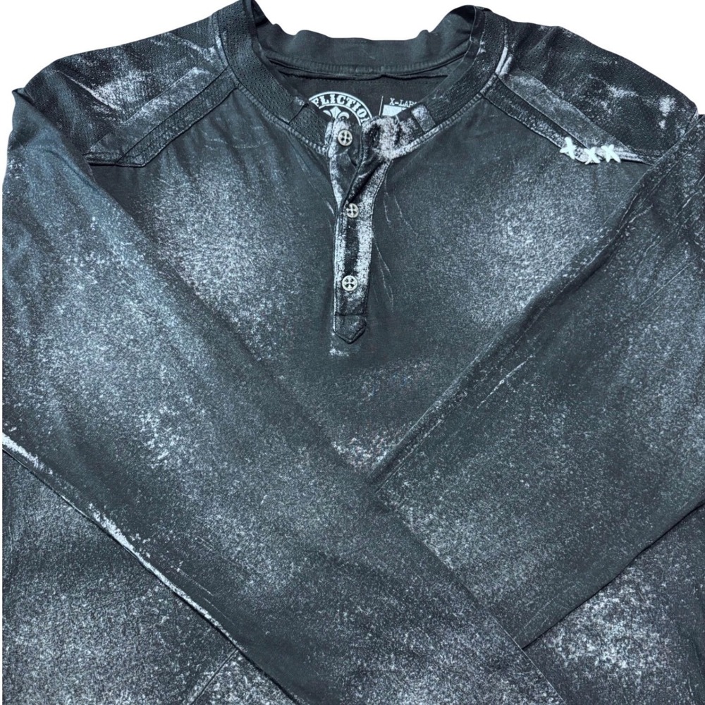 Affliction Live‎ Fast Mens XL Long Sleeve Acid Wash Goth Grunge Thrashed Y2K MMA